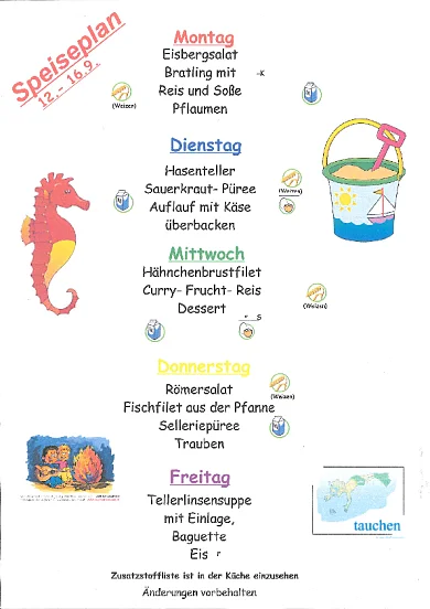 Speiseplan 12.09.-16.09.2022